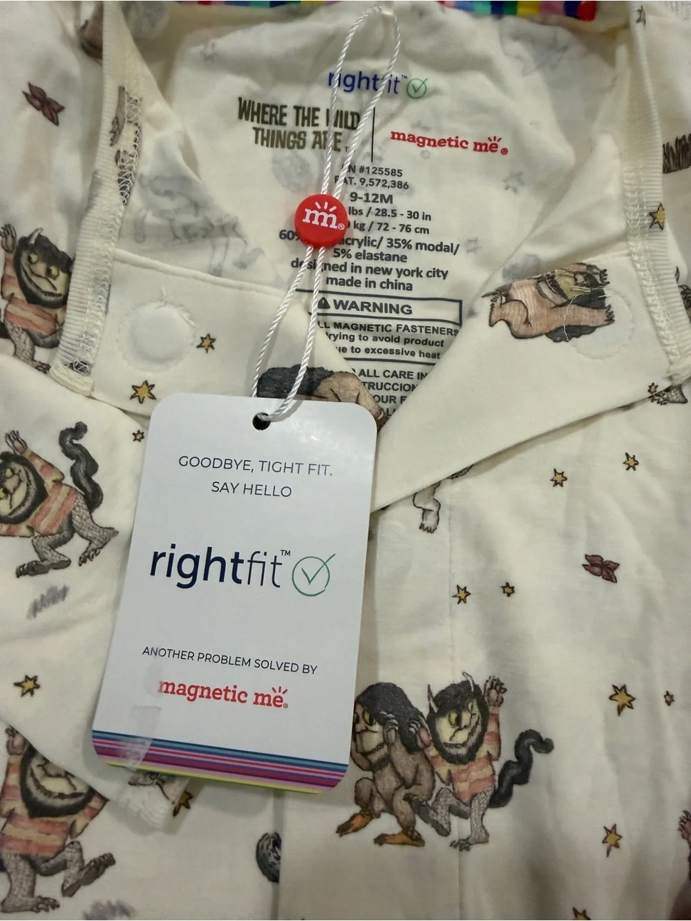 NWT Magnetic Me where the wild things are - 9-12M footed Footies